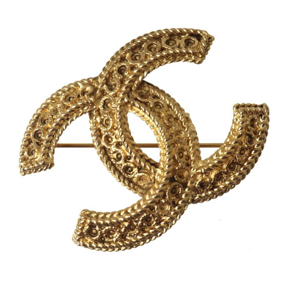 CHANEL Authentic Gold Logo Brooch - Picture 3 of 7